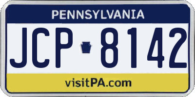 PA license plate JCP8142