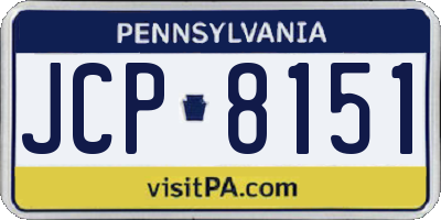 PA license plate JCP8151