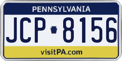 PA license plate JCP8156