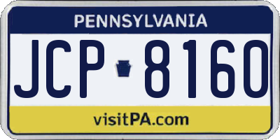 PA license plate JCP8160