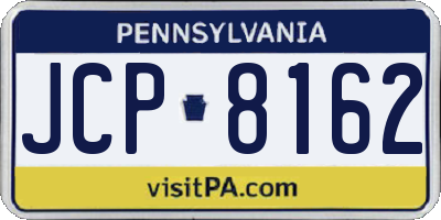 PA license plate JCP8162