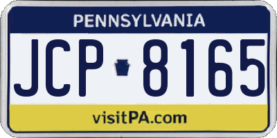 PA license plate JCP8165