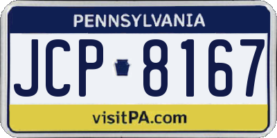 PA license plate JCP8167
