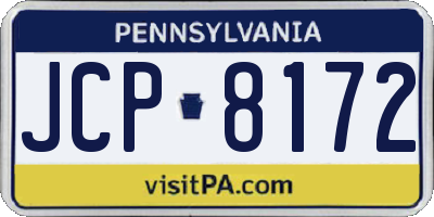 PA license plate JCP8172