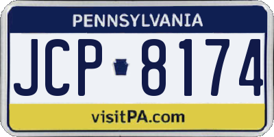 PA license plate JCP8174