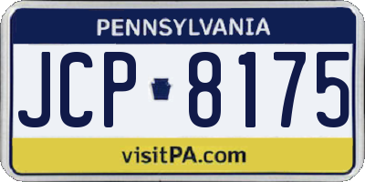 PA license plate JCP8175