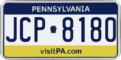 PA license plate JCP8180