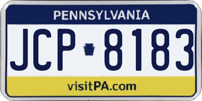 PA license plate JCP8183
