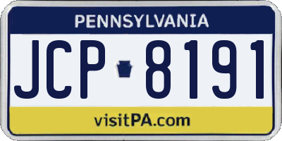 PA license plate JCP8191