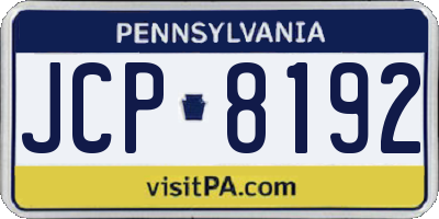 PA license plate JCP8192