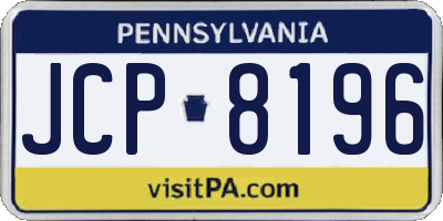 PA license plate JCP8196