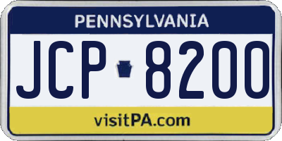 PA license plate JCP8200