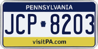 PA license plate JCP8203