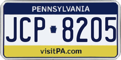 PA license plate JCP8205