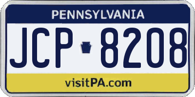 PA license plate JCP8208