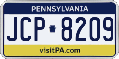 PA license plate JCP8209