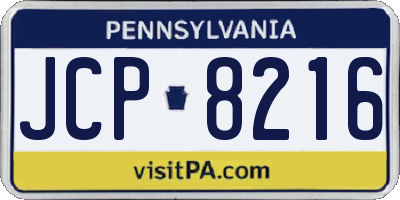 PA license plate JCP8216