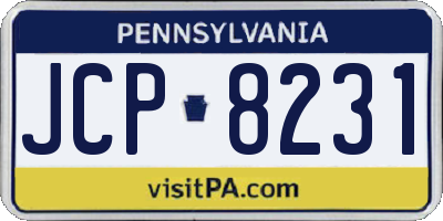 PA license plate JCP8231