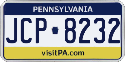 PA license plate JCP8232