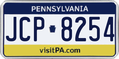PA license plate JCP8254