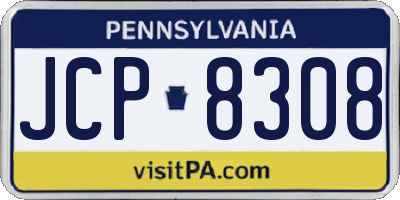 PA license plate JCP8308