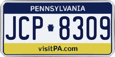 PA license plate JCP8309