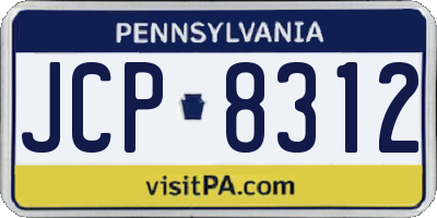PA license plate JCP8312