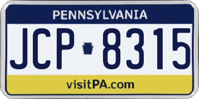 PA license plate JCP8315