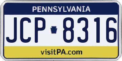 PA license plate JCP8316