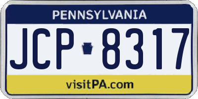 PA license plate JCP8317