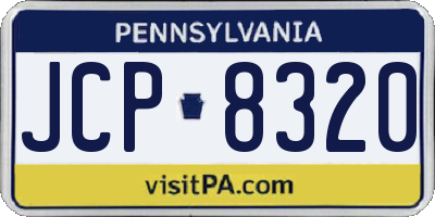 PA license plate JCP8320