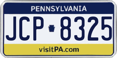 PA license plate JCP8325