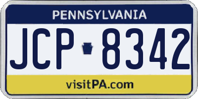 PA license plate JCP8342