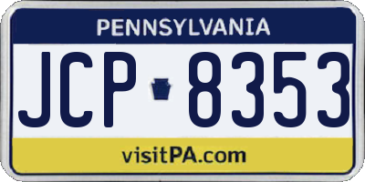 PA license plate JCP8353