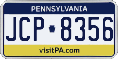 PA license plate JCP8356