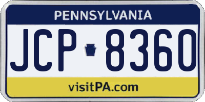 PA license plate JCP8360