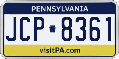 PA license plate JCP8361