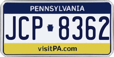 PA license plate JCP8362
