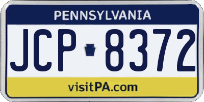 PA license plate JCP8372