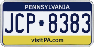 PA license plate JCP8383