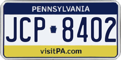 PA license plate JCP8402