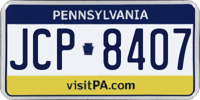 PA license plate JCP8407