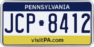 PA license plate JCP8412