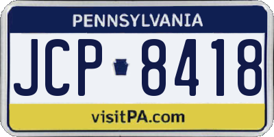 PA license plate JCP8418
