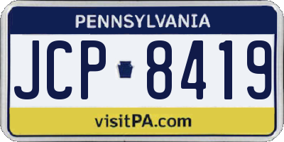 PA license plate JCP8419