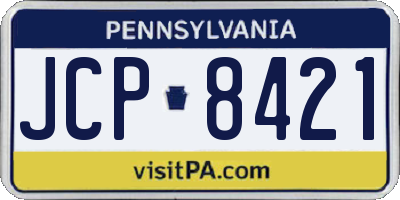 PA license plate JCP8421