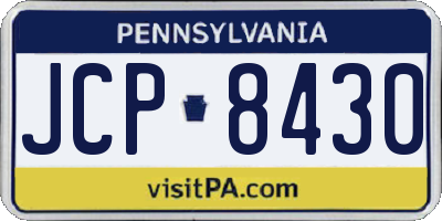 PA license plate JCP8430