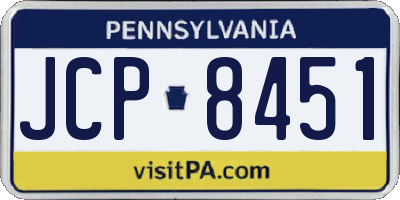 PA license plate JCP8451