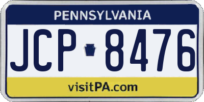 PA license plate JCP8476