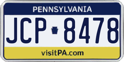 PA license plate JCP8478